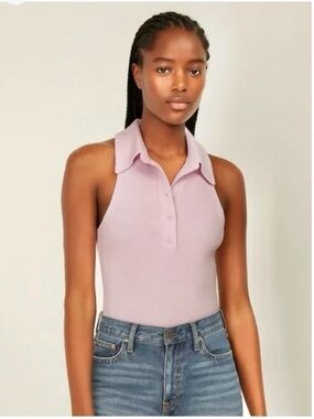 Abercrombie & Fitch Sleeveless Polo Tank - Light Pink